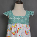 Rainbow cotton knit fabric baby girl dresses